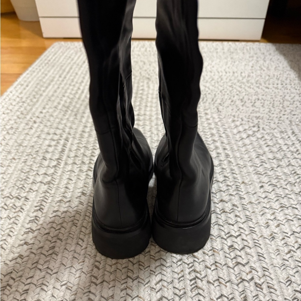 Vince Rune Leather Slouch Knee High Lug Sole Boots - Picture 9 of 15